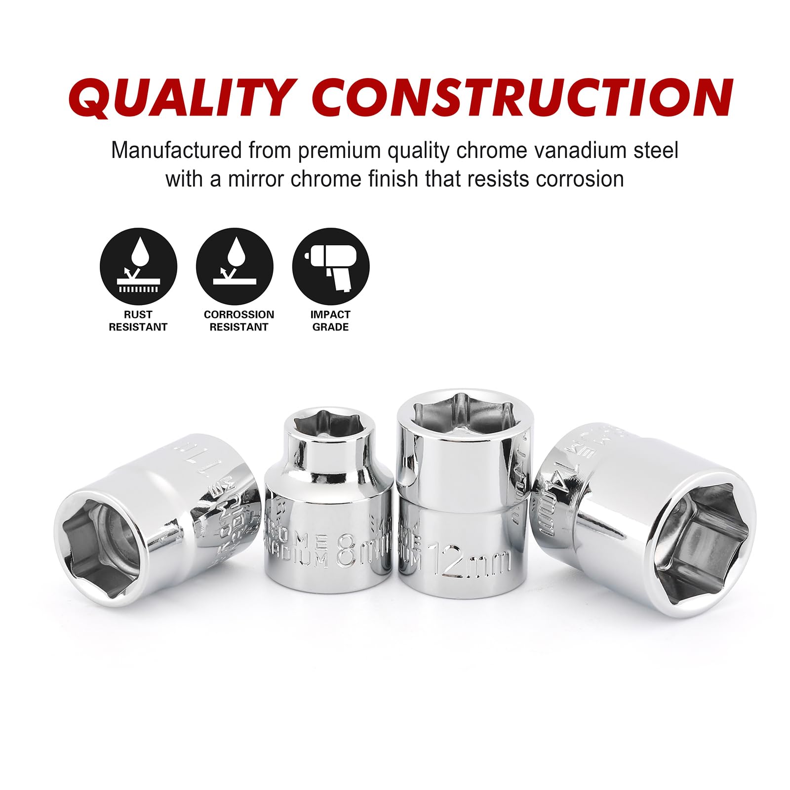 CASOMAN 12mm stubby socket provides solid grip in confined areas