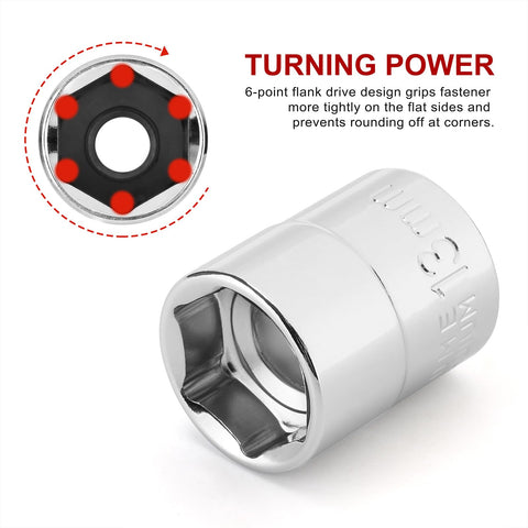 CASOMAN 18mm stubby socket resists rounding with six-point contact
