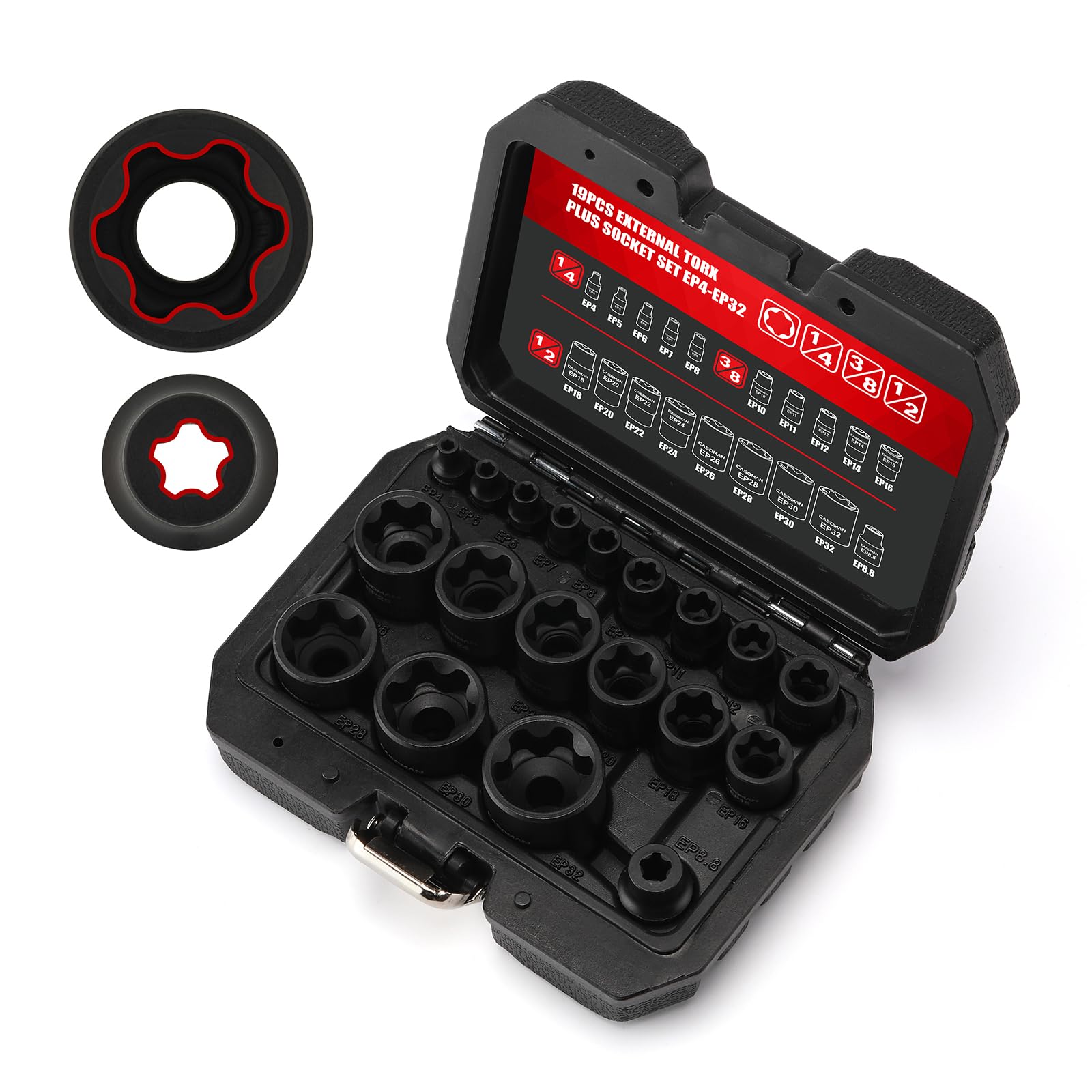 CASOMAN 19pcs Torx Plus set main view shows full range and rugged build