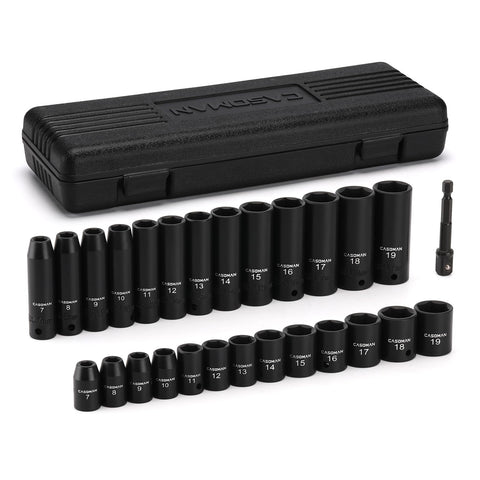 CASOMAN 27-piece 3/8-inch drive sockets for versatile fastening tasks.