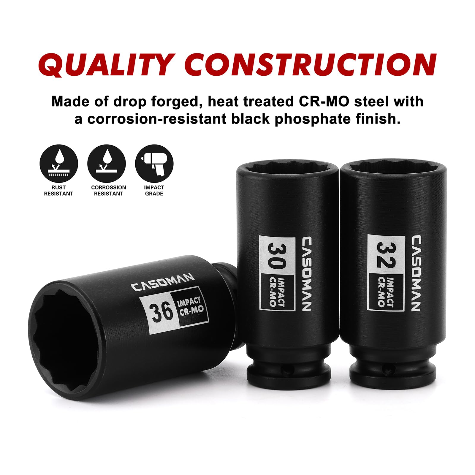 CASOMAN 1/2-inch drive socket set case for easy transport and storage