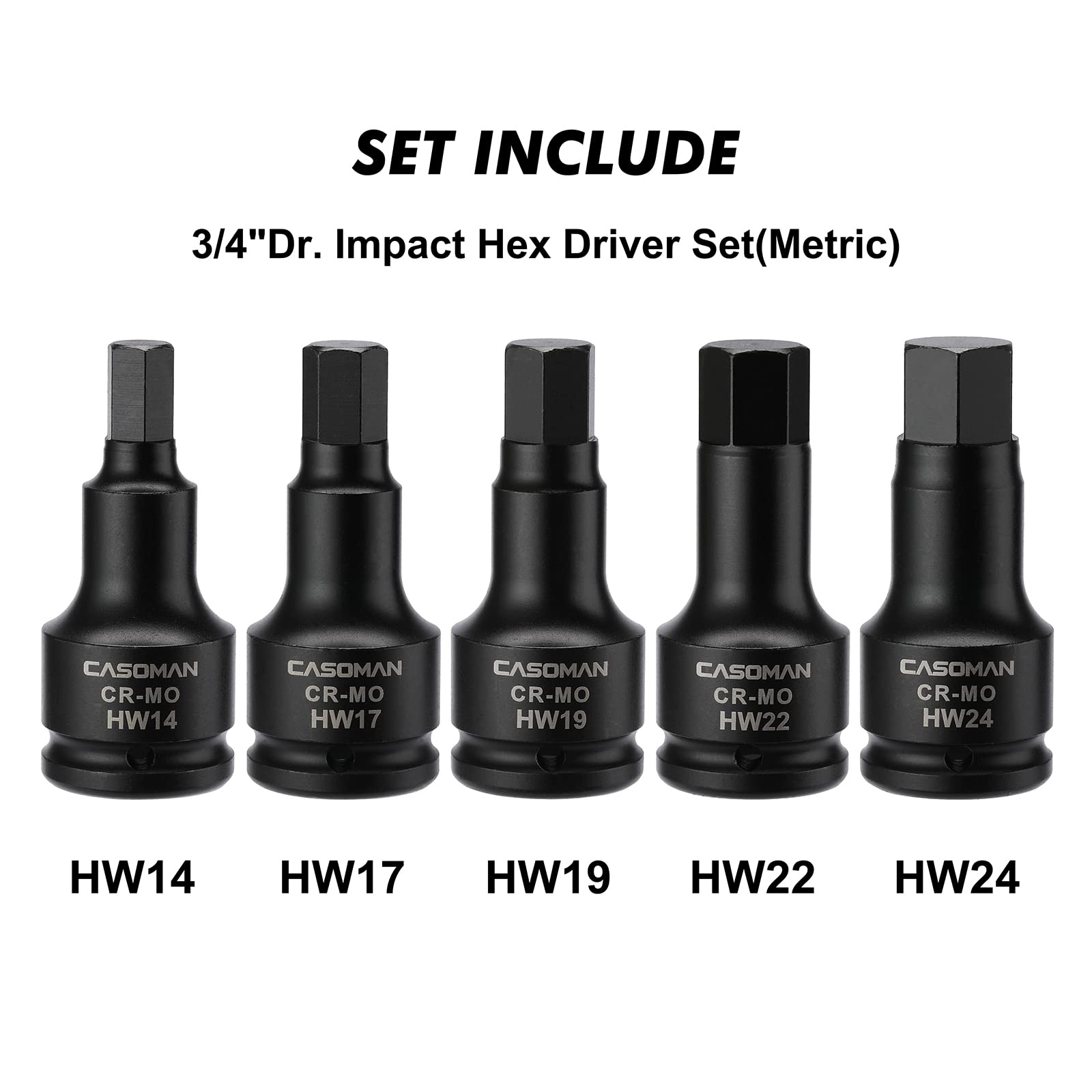 CASOMAN 3/4-inch drive hex bit 19mm handles high-torque tasks.