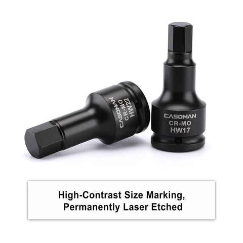 CASOMAN 3/4-inch drive hex bit 22mm for heavy-duty wheel nuts.
