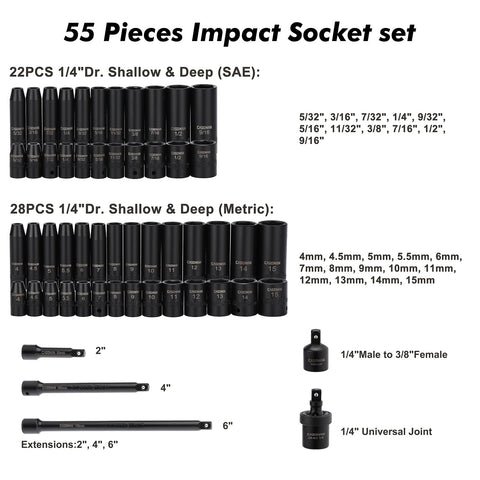 CASOMAN metric deep 4 mm socket, precise engagement for small fasteners