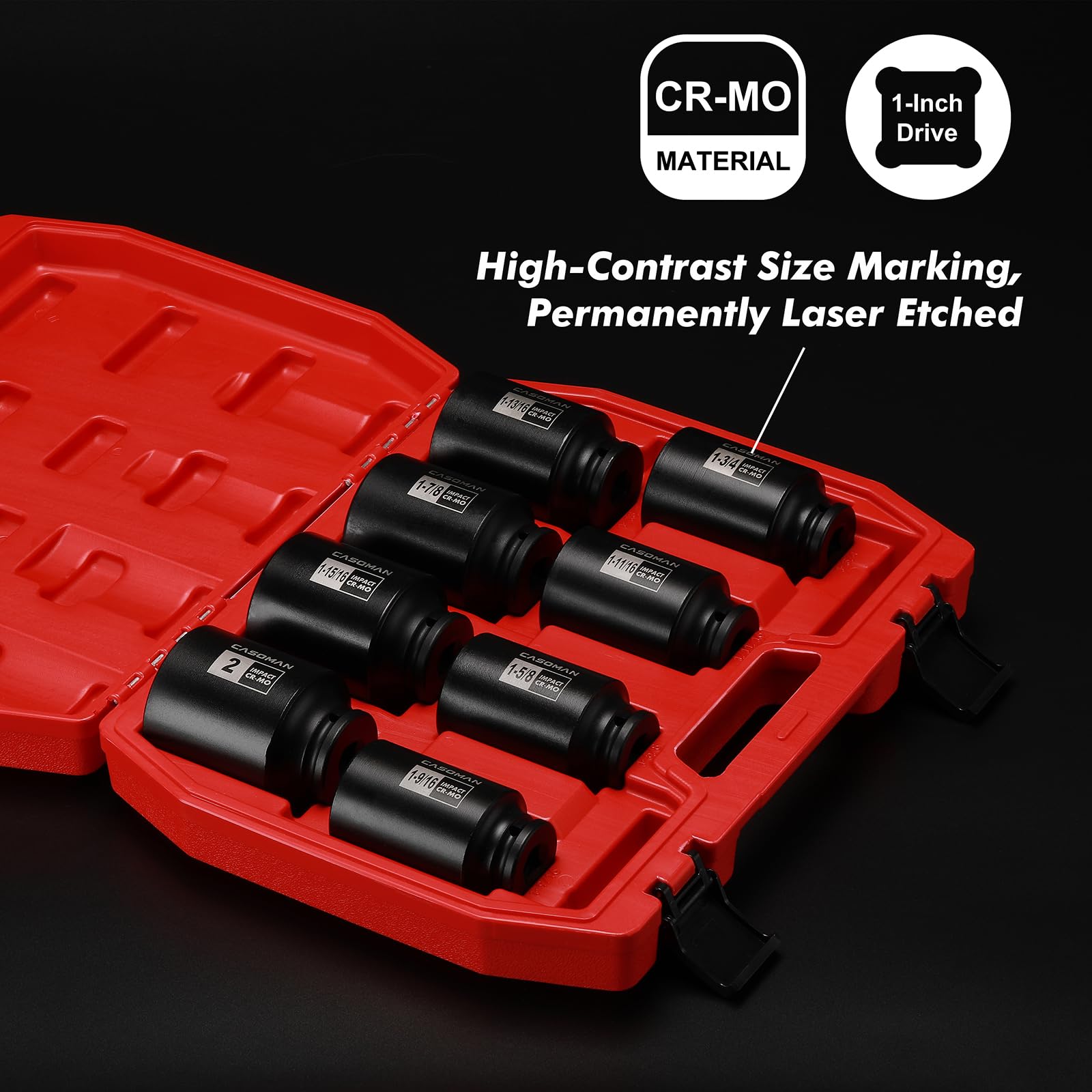 Casoman 6-point axle nut socket design for secure engagement