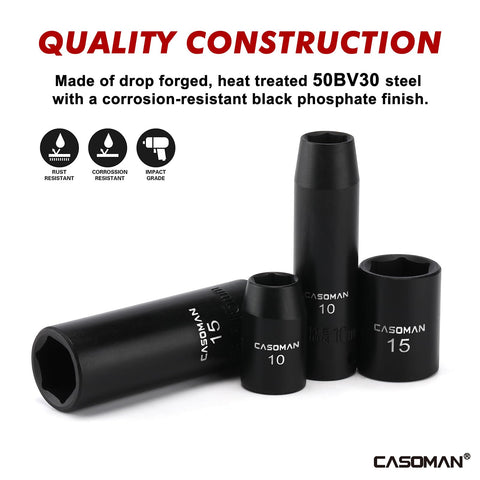 CASOMAN 6-point design close-up guarantees strong grip on fasteners.