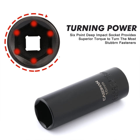 Casoman 6-point flank drive design grips fasteners firmly and minimizes rounding