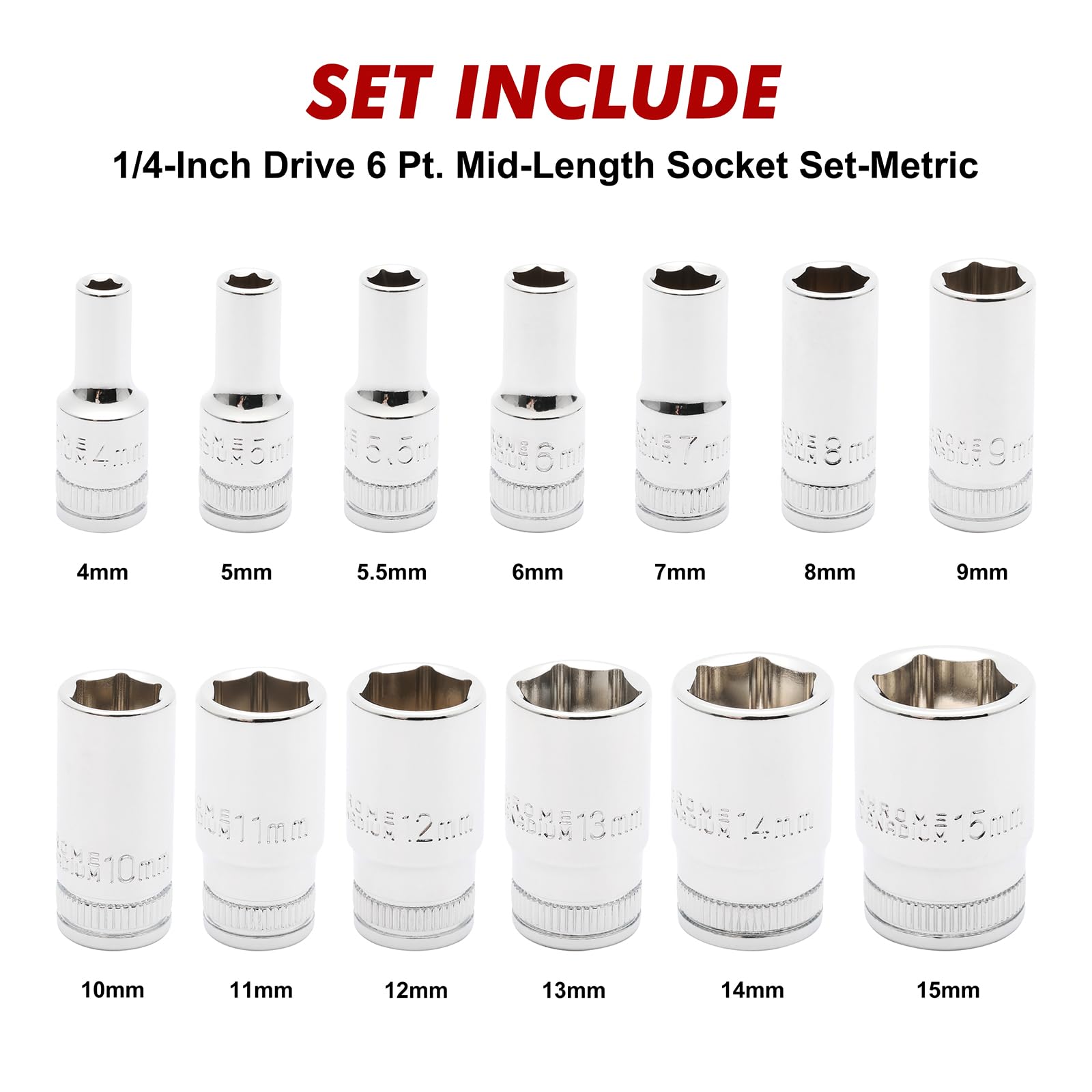 CASOMAN 6-point metric sockets 4–15 mm grip fasteners firmly