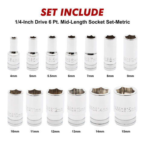 CASOMAN 6-point metric sockets 4–15 mm grip fasteners firmly