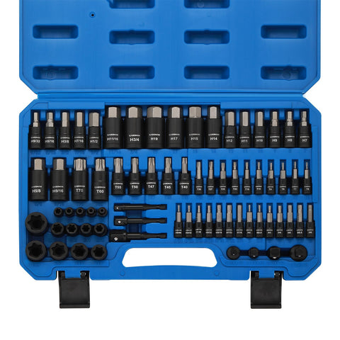 Casoman 71-piece hex and Torx socket set in a rugged case for versatile auto repairs.