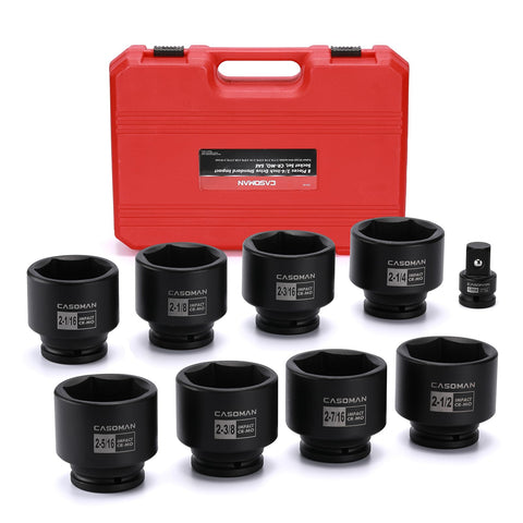 Casoman 9pc 3/4-inch drive sockets with clear size markings for quick identification.