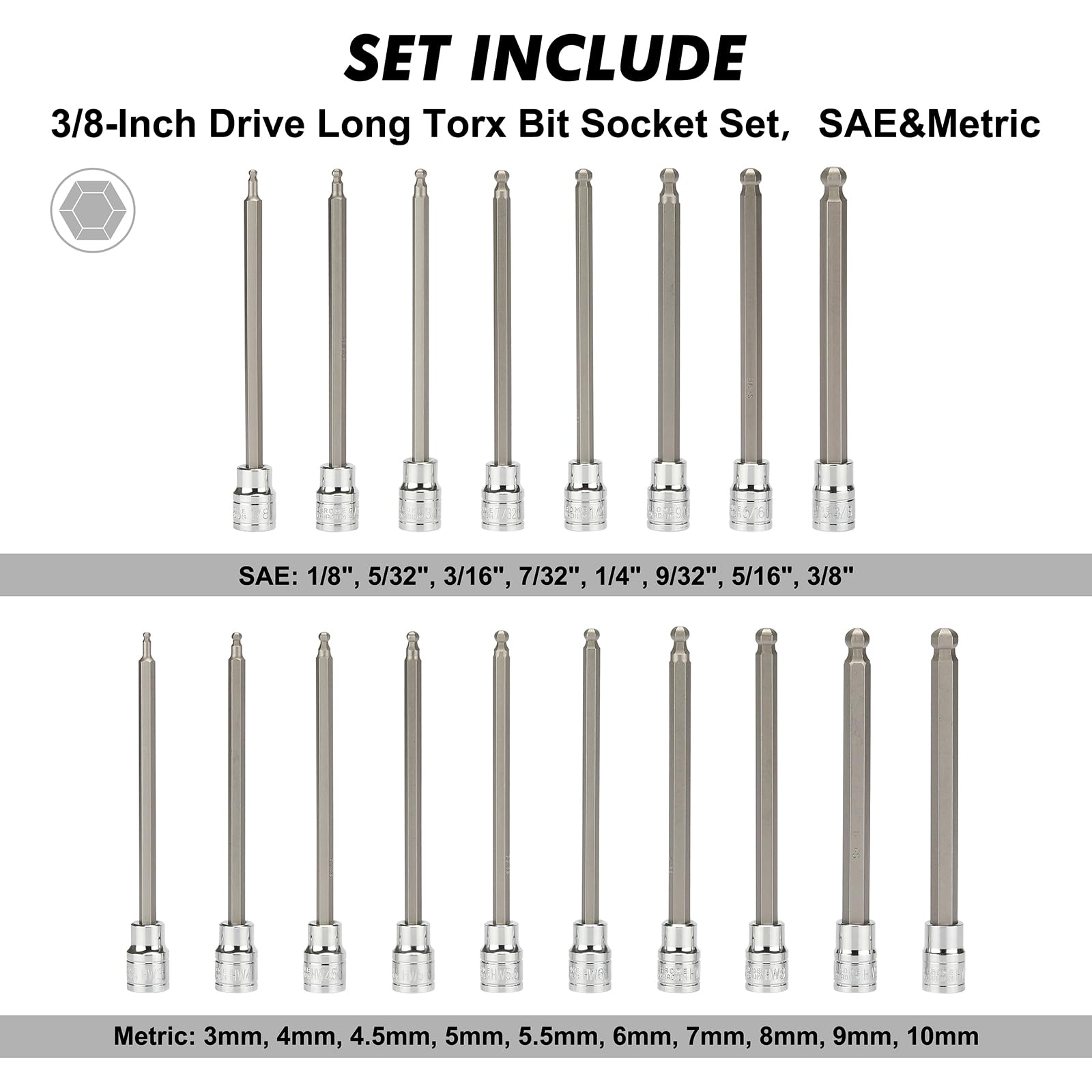 CASOMAN ball-end hex bit 4mm ideal for angled access