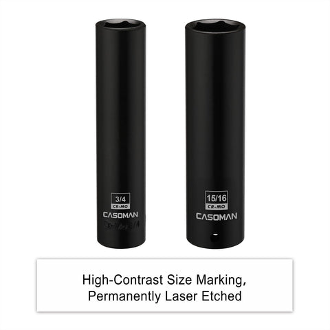 CASOMAN black phosphate finish protects sockets against wear