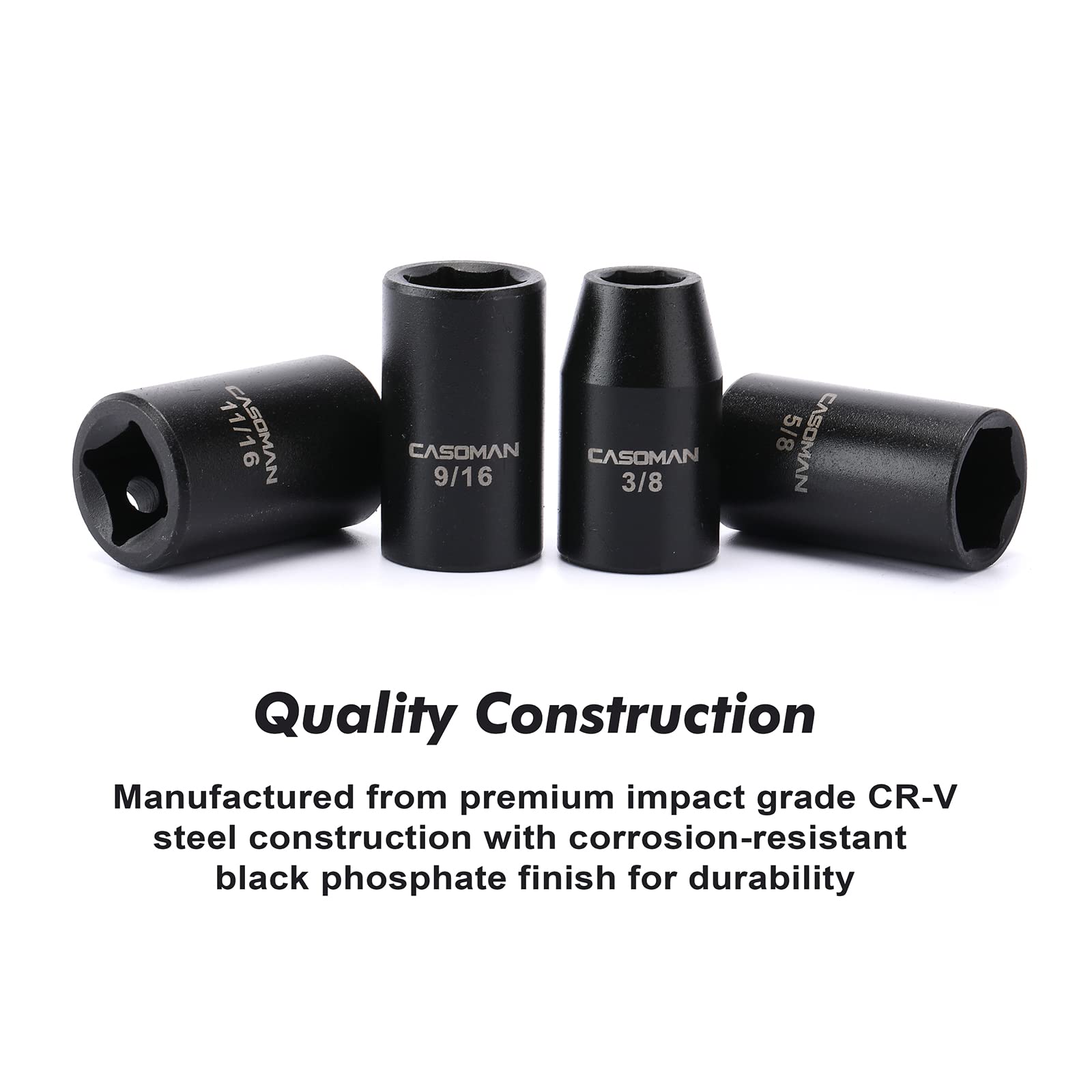 Casoman black phosphate finish resists corrosion in tough jobs.