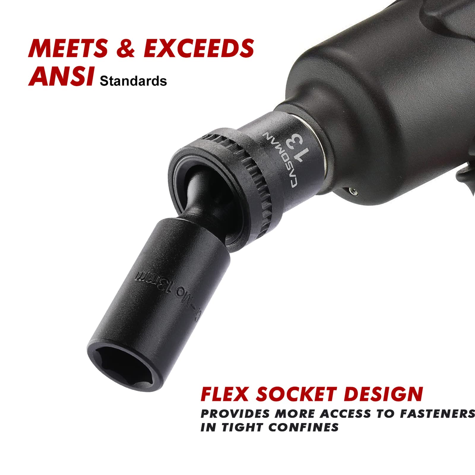 CASOMAN heavy-duty blow-molded case keeps sockets organized.
