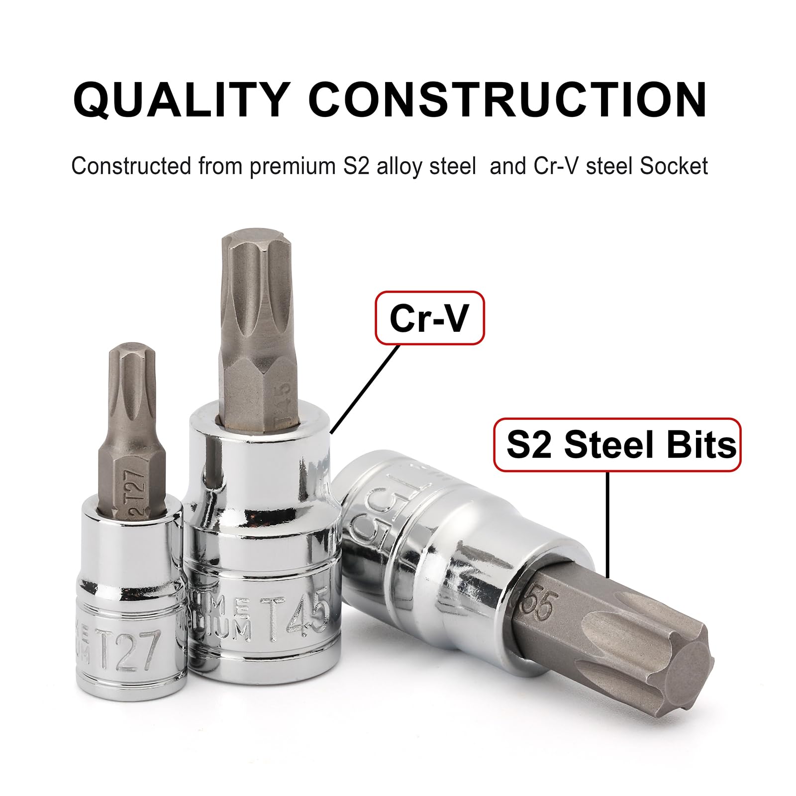 CASOMAN Cr-V sockets deliver strong torque on tough fasteners.