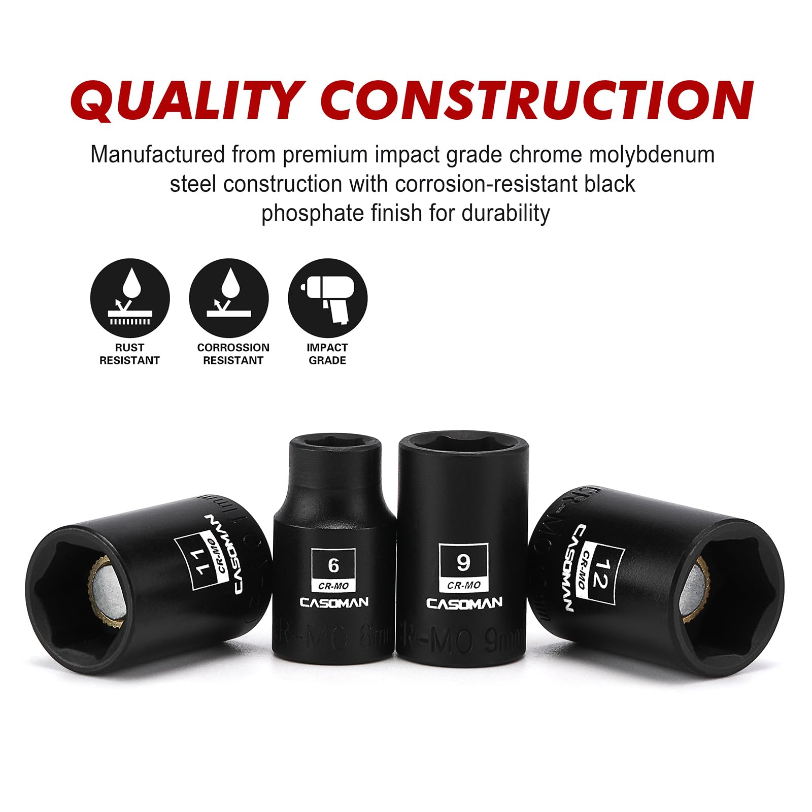 CASOMAN CR-MO steel construction promises durability under heavy use.