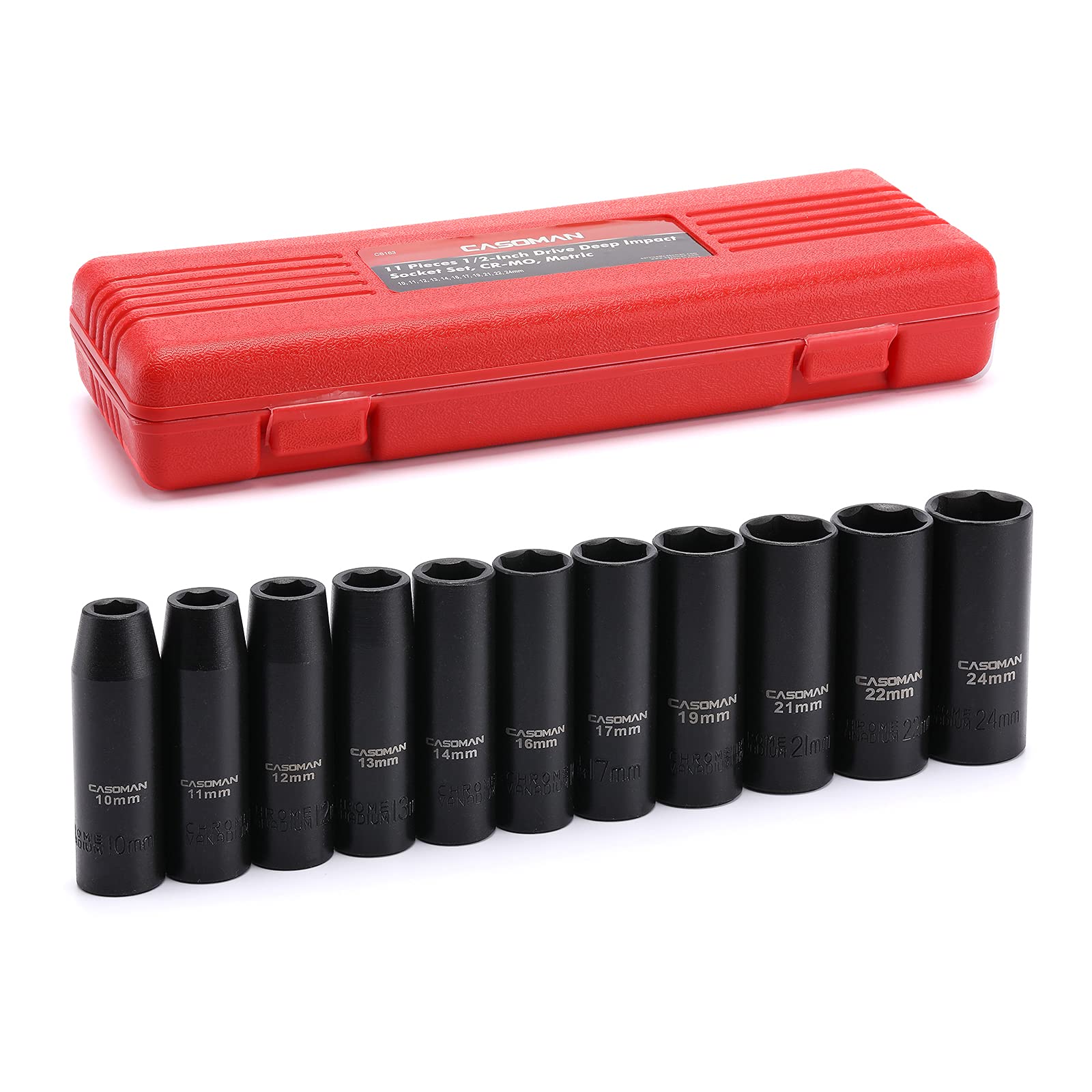 CASOMAN deep-impact 10mm socket with laser-etched size marks for fast tool selection.