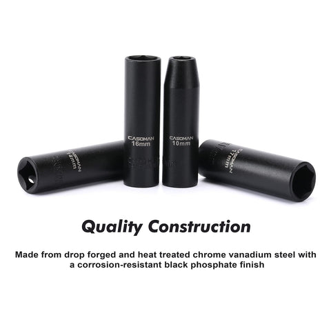 CASOMAN 13mm deep socket with 6-point flank drive for better fastener contact.