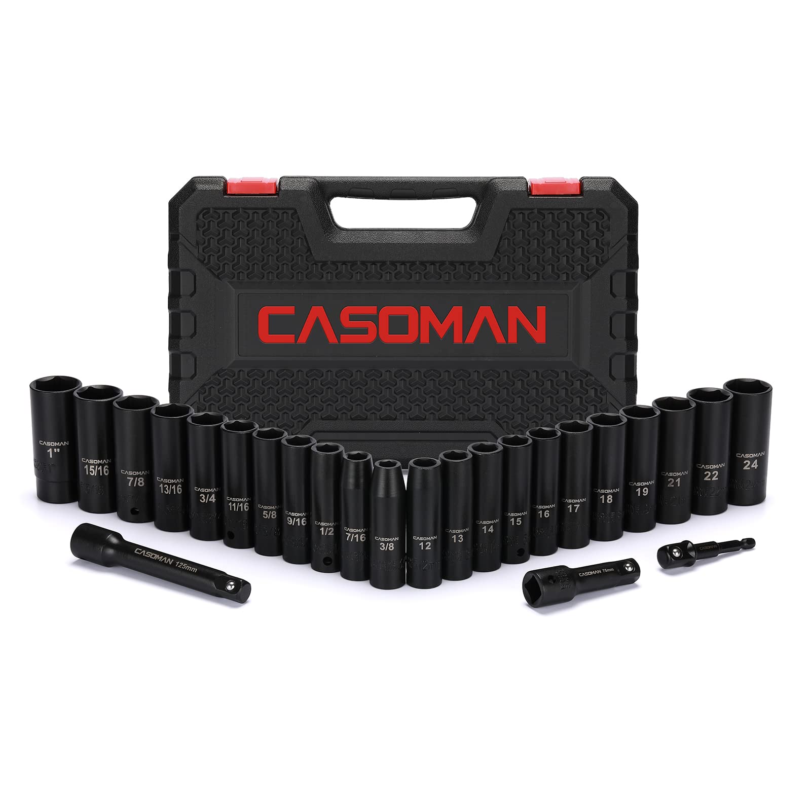 CASOMAN deep impact socket set with 22 metric and SAE sizes for tough jobs