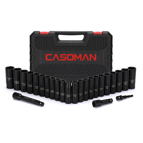 CASOMAN deep impact socket set with 22 metric and SAE sizes for tough jobs