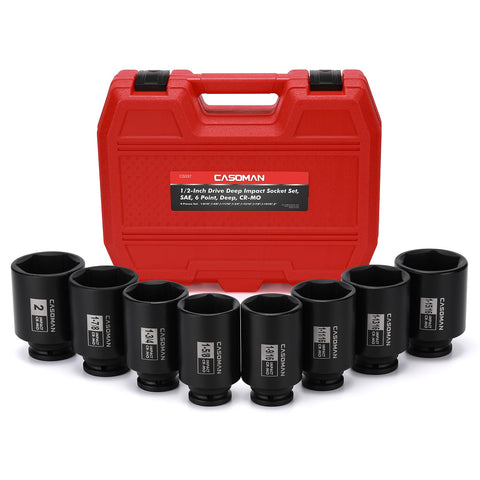 Casoman deep impact sockets offer sizes from 1-9/16 in to 2 in with laser markings
