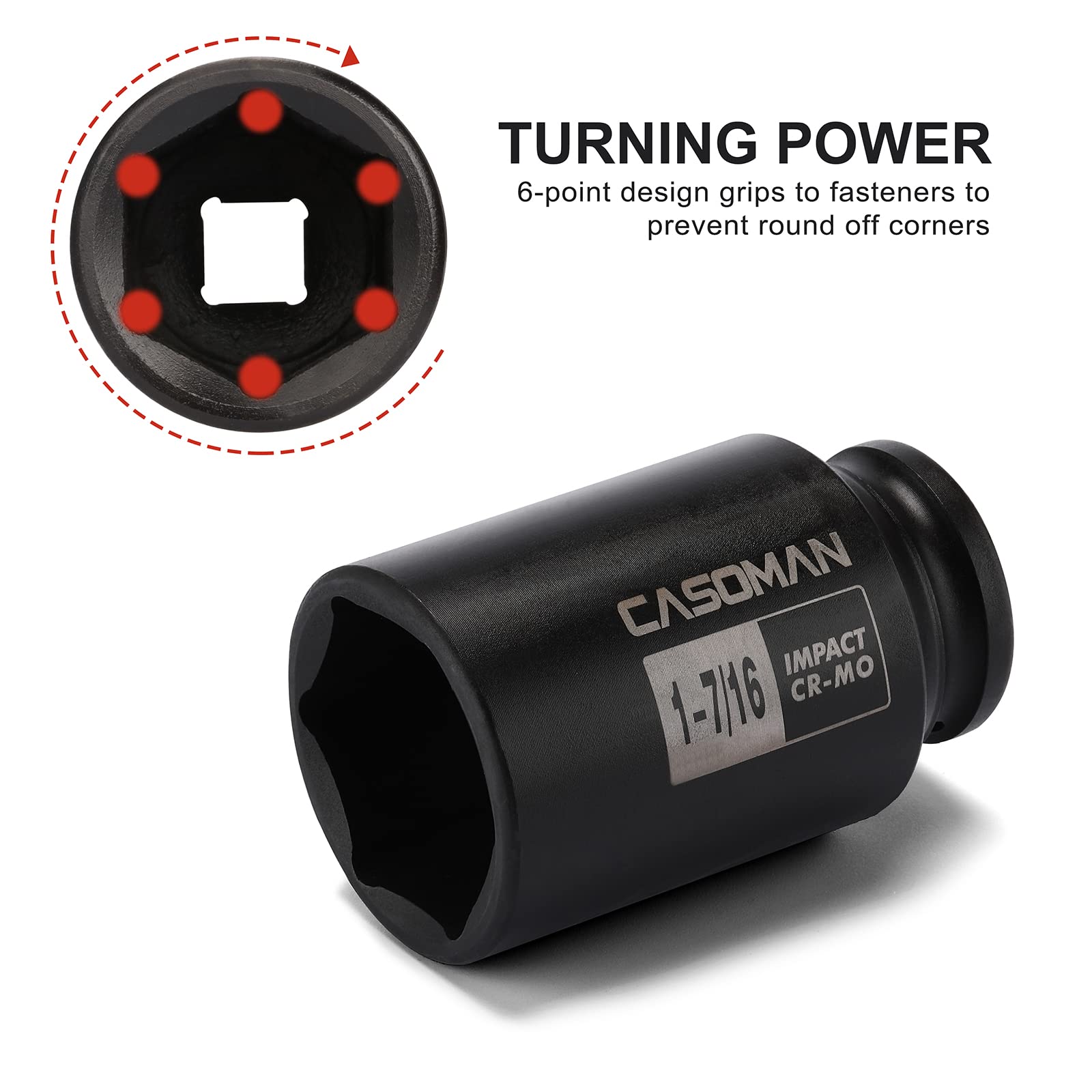 CASOMAN 1-1/16-inch socket with laser-etched size for quick fitting