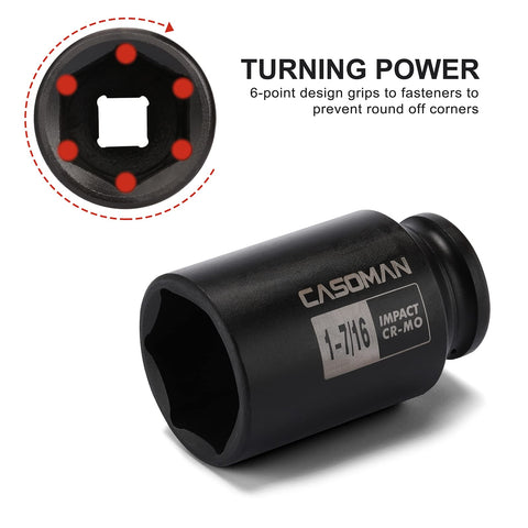 CASOMAN 1-1/16-inch socket with laser-etched size for quick fitting