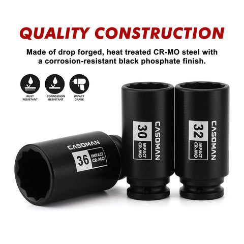 Casoman deep socket 35mm engineered for reliability in high-torque sessions