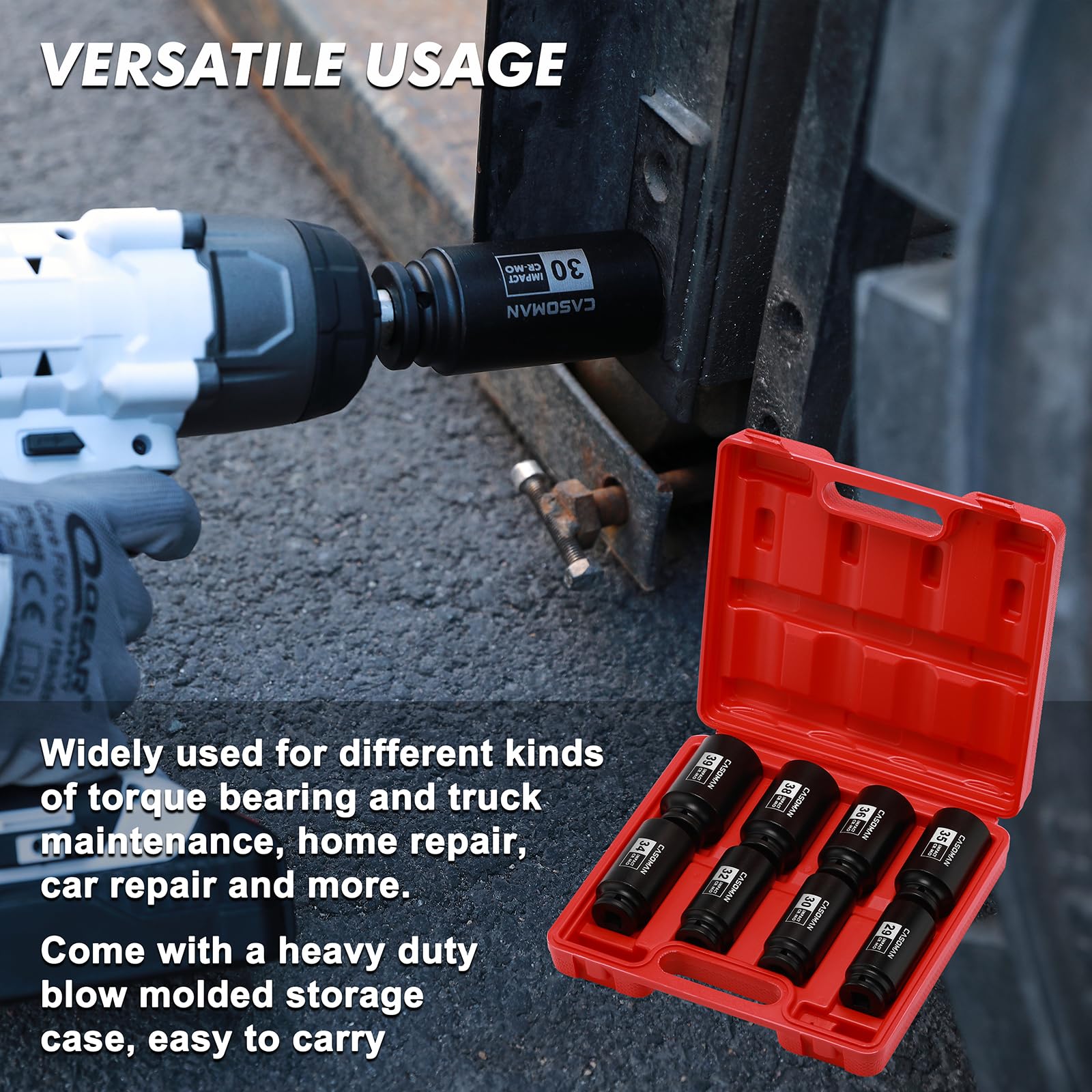 Casoman deep socket 38mm versatile for automotive and machinery maintenance