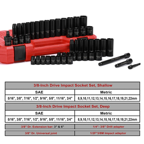 CASOMAN deep 6-point sockets with chamfered openings for tight spaces