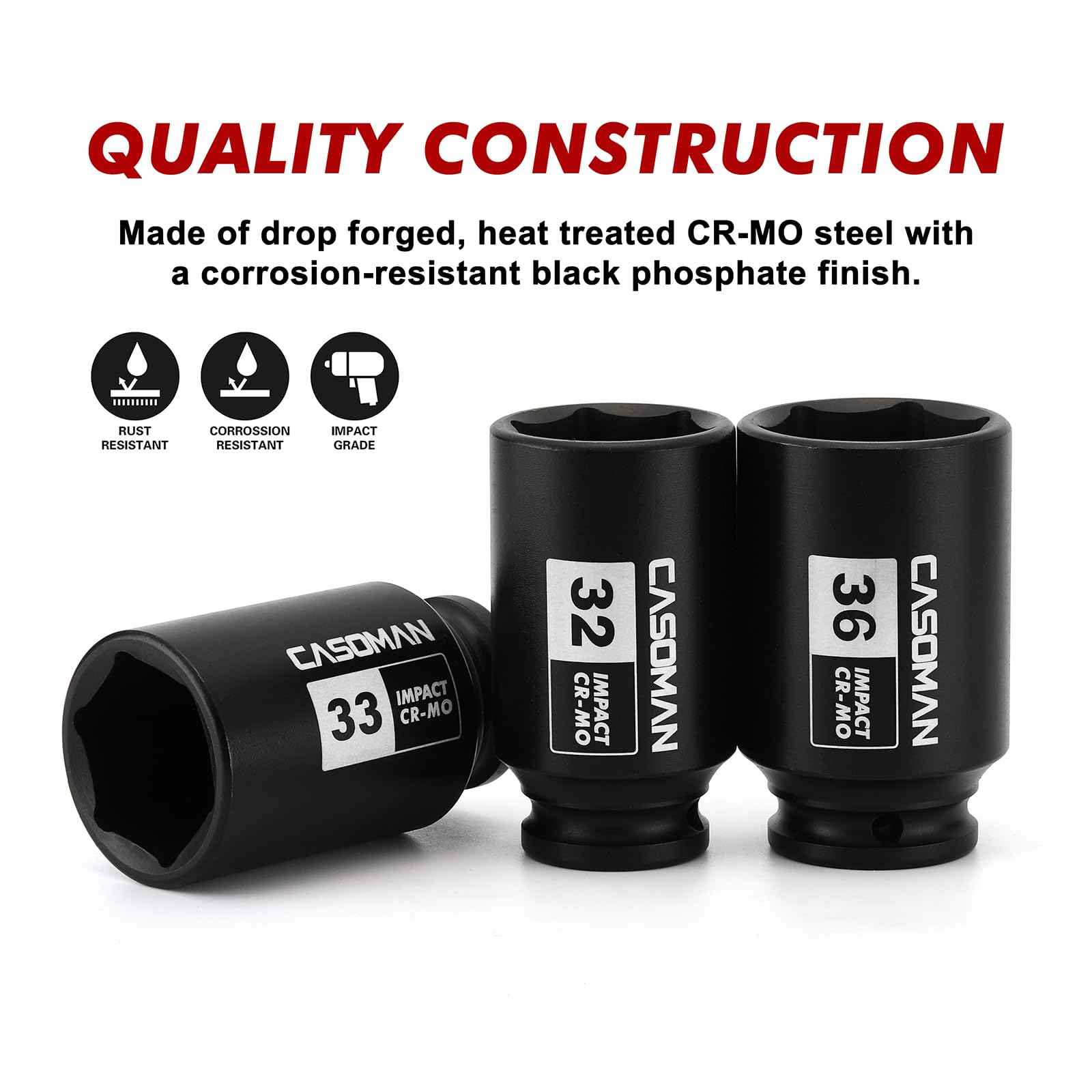 Casoman drive deep socket set case keeps tools organized and portable