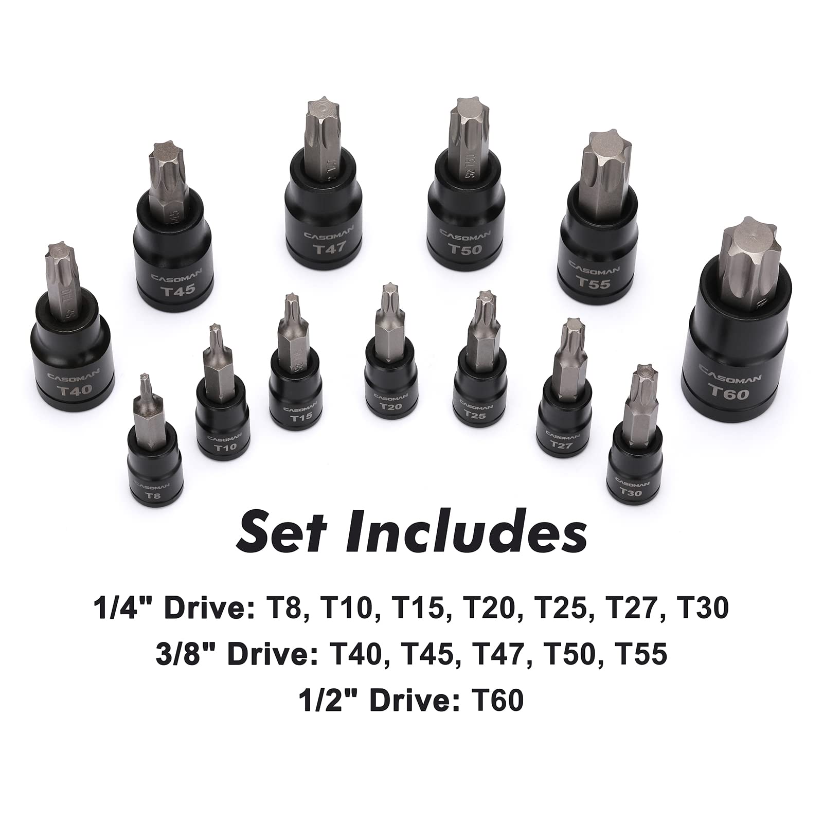 Casoman E-Torx socket E22 on 1/2 inch drive for larger fasteners.