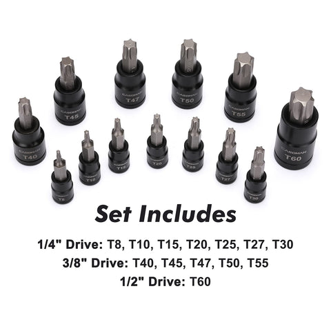 Casoman E-Torx socket E22 on 1/2 inch drive for larger fasteners.