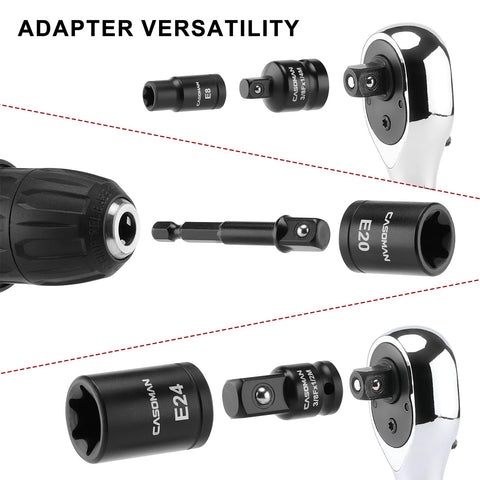 Casoman ETorx sockets in multi-drive configuration for flexible setups.