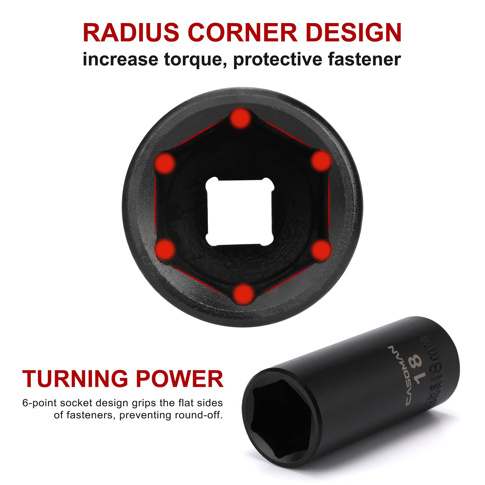 CASOMAN 3-inch drive extension bar enabling reach to difficult fasteners