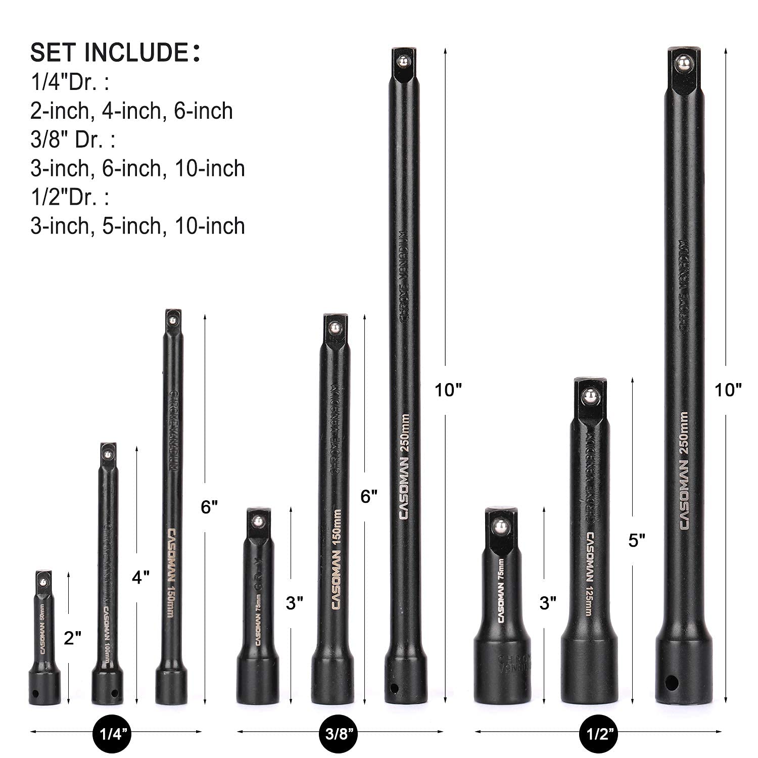Casoman extension bar set 1-4dr 2in extensions ready for tight spots