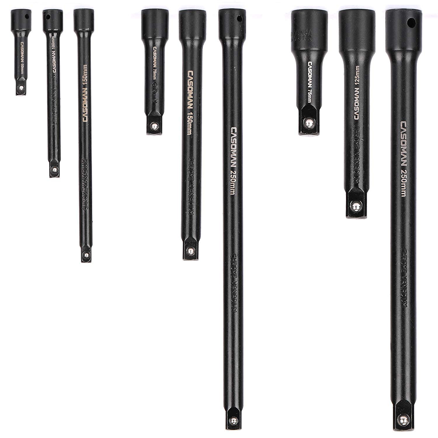Casoman extension bar set in case closed view for easy transport and storage