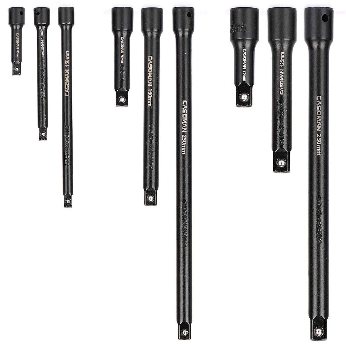 Casoman extension bar set in case closed view for easy transport and storage
