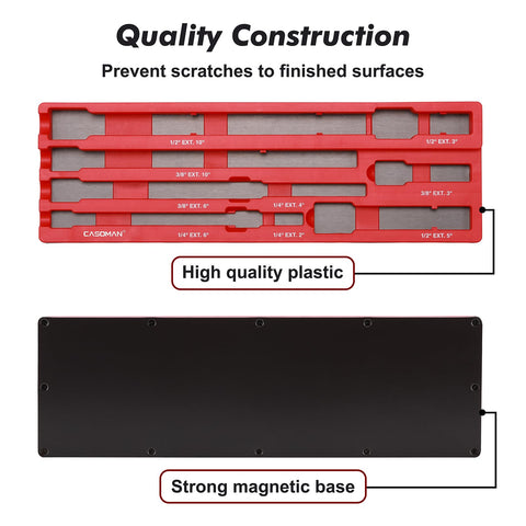 Casoman holds extension bars storage for quick access to twelve bars.