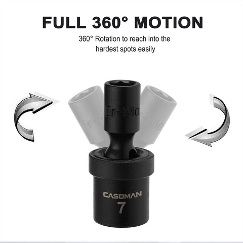 CASOMAN flex socket head enabling 360-degree access in tight spaces.