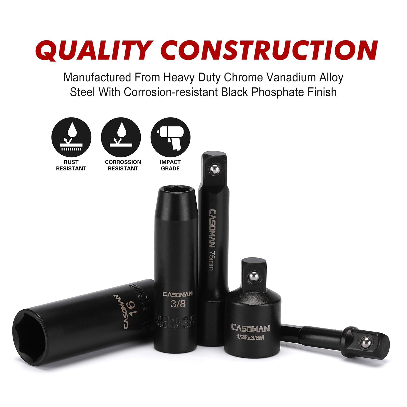 CASOMAN heavy duty storage case keeps sockets organized on site.