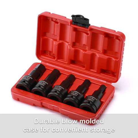 CASOMAN hex-bit set in use on wheel nut demonstrates reliability.