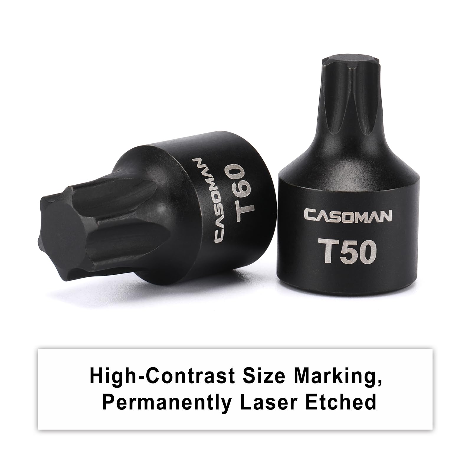 Casoman high-contrast laser markings aid quick size reading