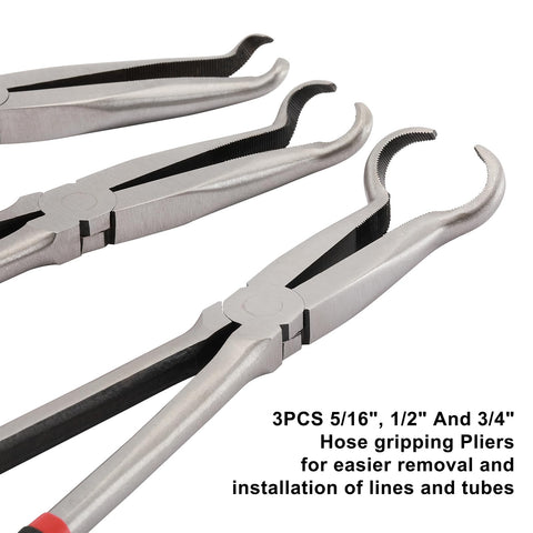 CASOMAN 11-inch hose gripper pliers with 3/4-inch diameter help pull hoses securely.
