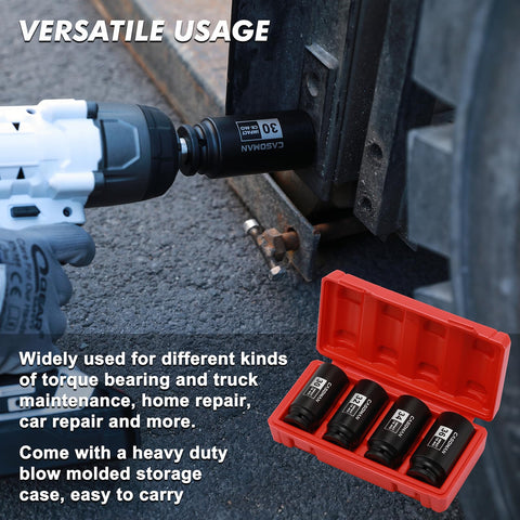 CASOMAN impact socket set in use with compatible driver for efficient service tasks