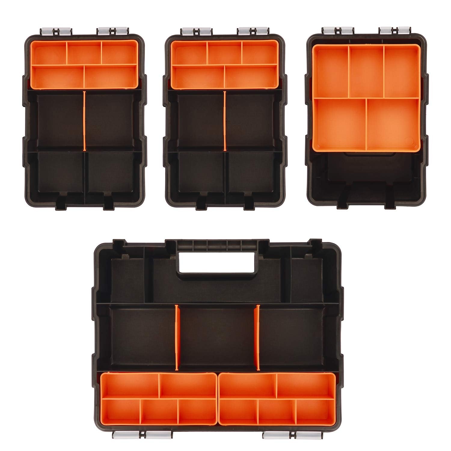 Casoman large organizer top view with roomy compartments for bolts and screws