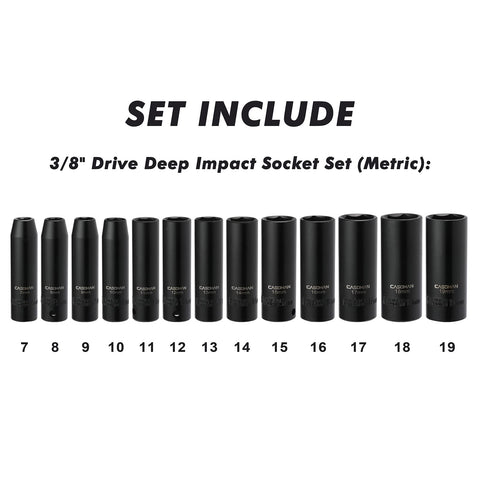 Casoman sockets with laser-etched sizes for quick identification during jobs