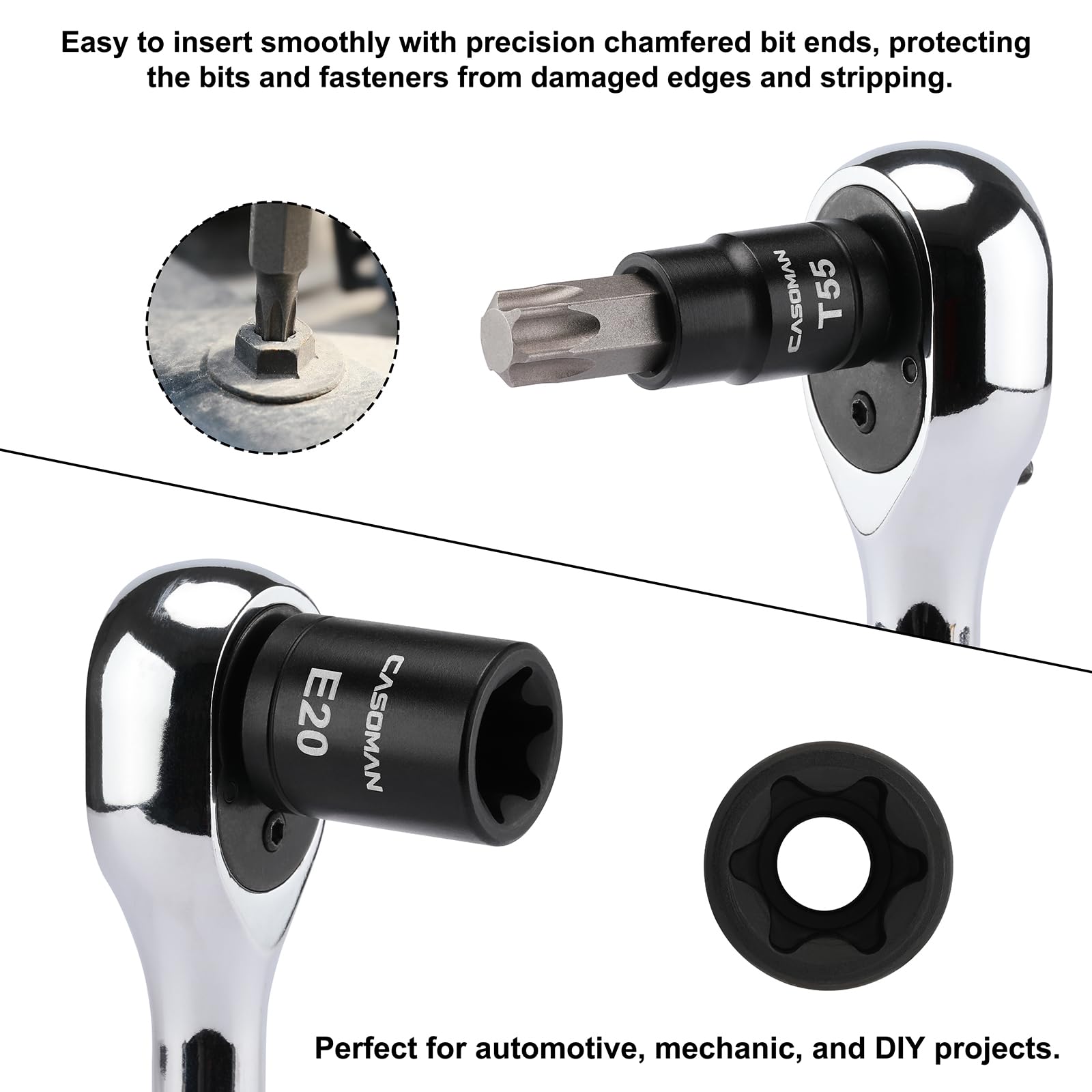 Casoman laser-etched size markings improve quick identification.