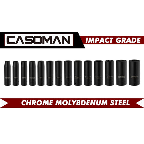 CASOMAN sockets showing laser-etched size markings for readability